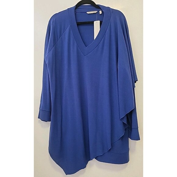 Soft Surroundings Madeline Tunic Long Sleeve Asymmetrical Hem V-Neck Blue 1X NWT - Picture 2 of 10